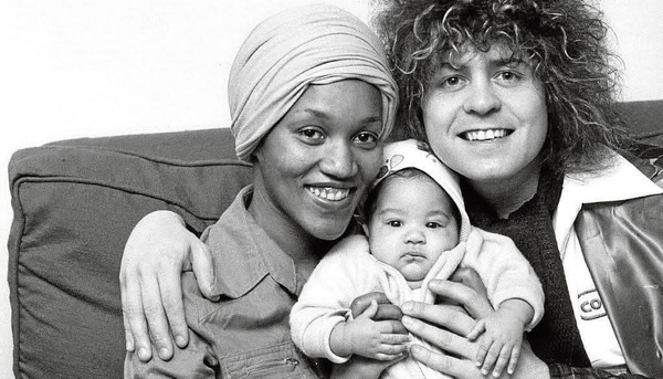 Marc Bolan con Gloria Jones e il figlio Rolan