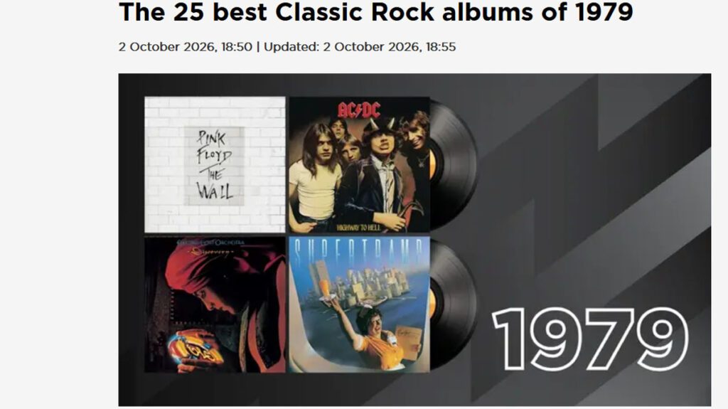 Anteprima: La classifica dei 25 migliori dischi classic rock del 1979 secondo il magazine Radio X
